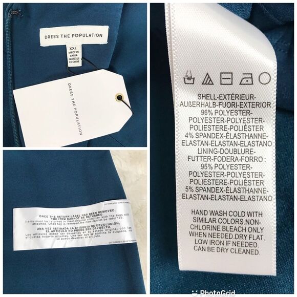 DRESS THE POPULATION Leighton Sleeveless Evening Gown Mermaid Blue Size XXL New - Picture 5 of 11